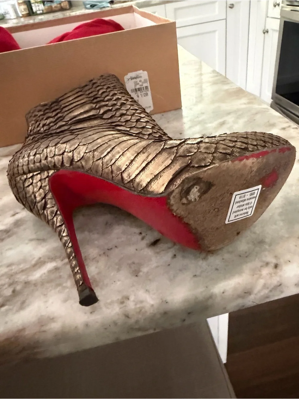 Christian Louboutin Feticha Booty Python Bronze 39.5 - Picture 6 of 8